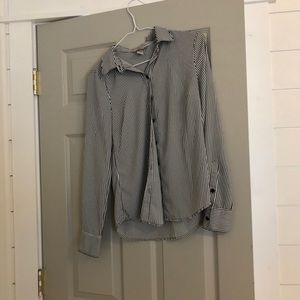 H&M black and white striped dress shirt